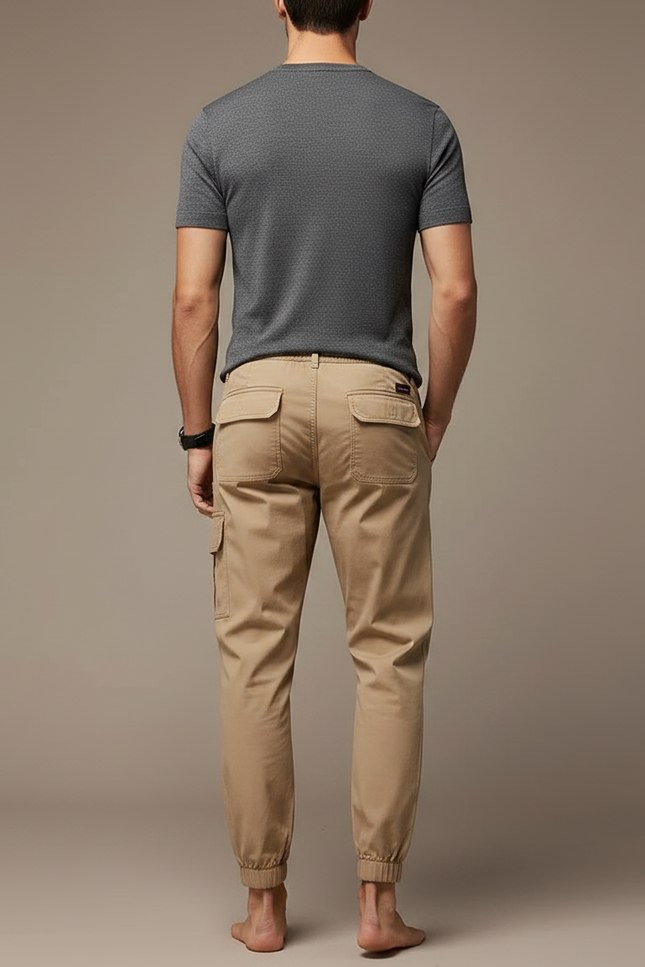 Pantalon Parachute Kaki Cargo Coton Ample Décontracté Homme - vue 2