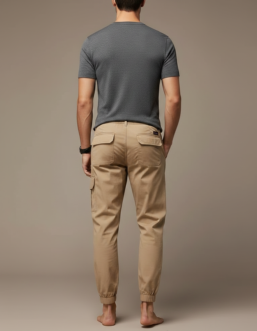 Pantalon Parachute Kaki Cargo Coton Ample Décontracté Homme - vue 2