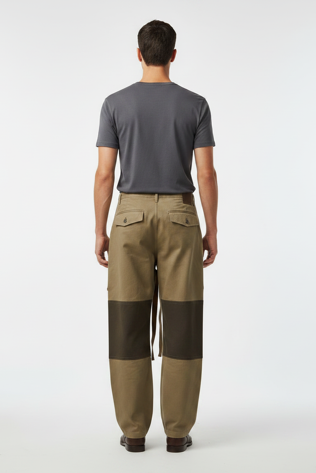 Pantalon Parachute Kaki Cargo Tactique Ample Homme - Toile - vue 2