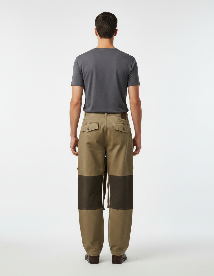 Pantalon Parachute Kaki Cargo Tactique Ample Homme - Toile - vue 2