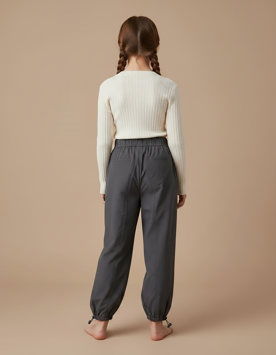 Pantalon Parachute Gris Ample Décontracté Enfant Cordon - Polyester - vue 2
