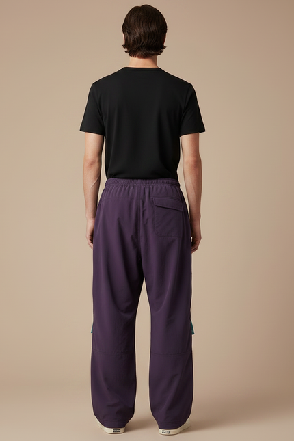 Pantalon Parachute Violet Ample Décontracté Homme Cordon - Polyester - vue 2