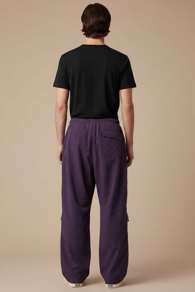 Pantalon Parachute Violet Ample Décontracté Homme Cordon - Polyester - vue 2