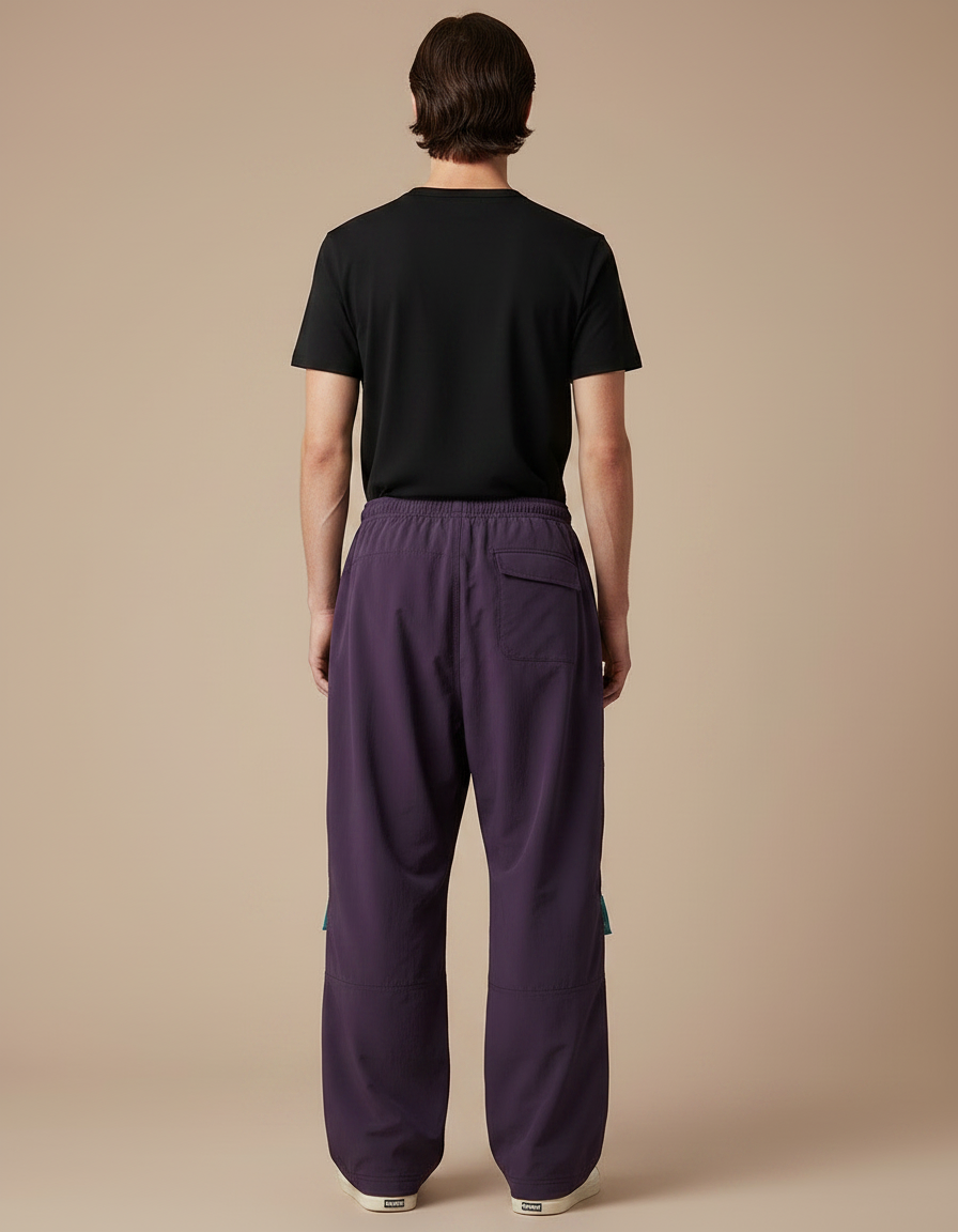 Pantalon Parachute Violet Ample Décontracté Homme Cordon - Polyester - vue 2