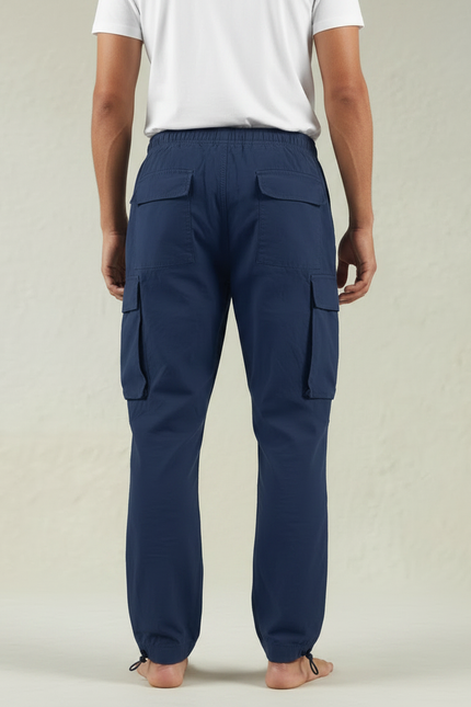 Pantalon Parachute Bleu Marine Cargo Ample Cordon Homme - Polyester - vue 2