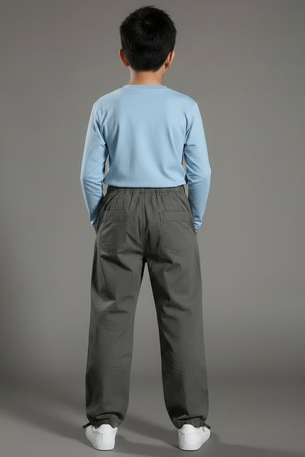 Pantalon Parachute Gris Coton Ample Enfant Décontracté - vue 2