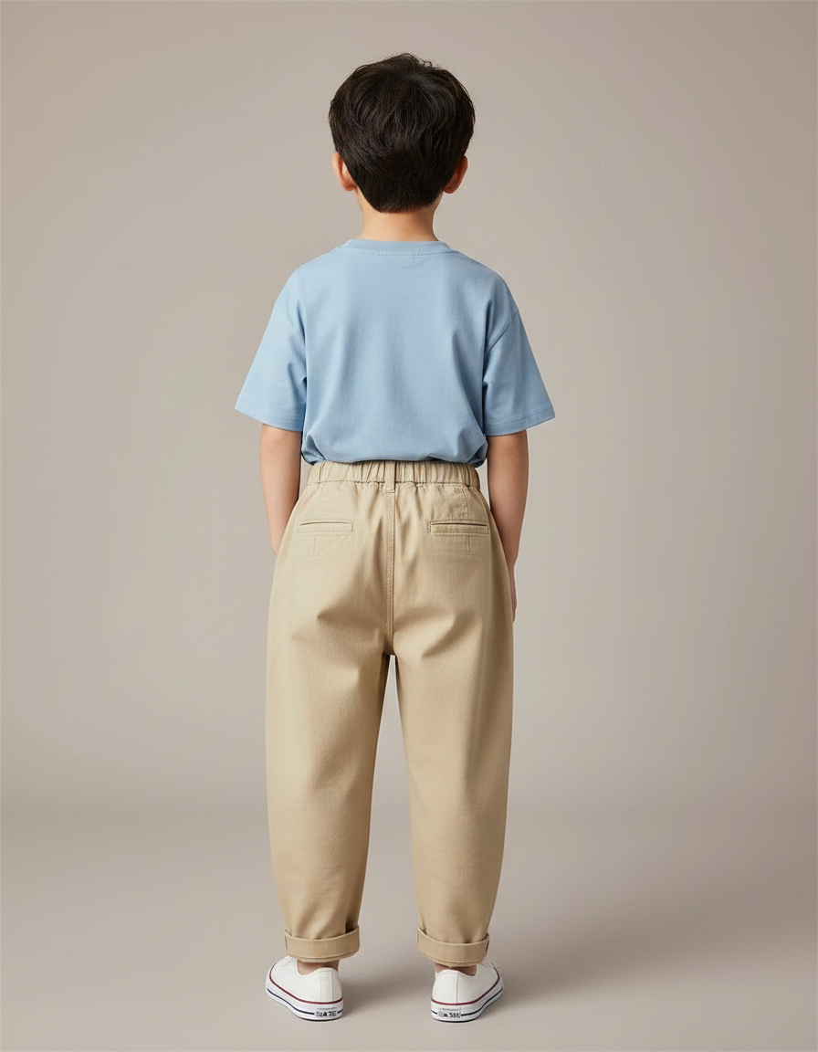 Pantalon Parachute Beige Cargo Ample Décontracté Enfant - Coton - vue 2