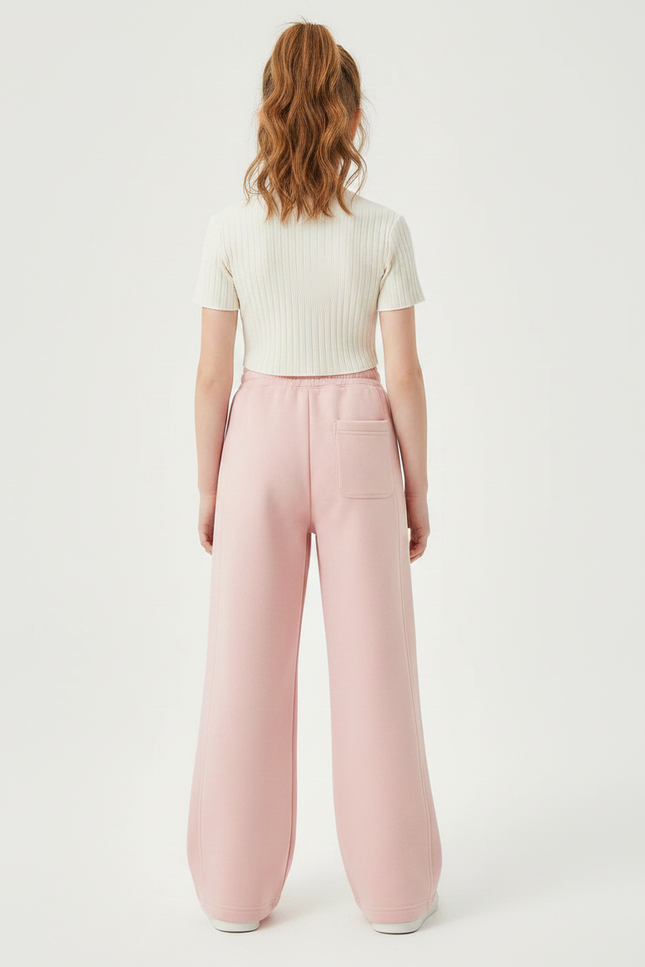 Pantalon Parachute Rose Uni Ample Molletonné Sport Fille - vue 2