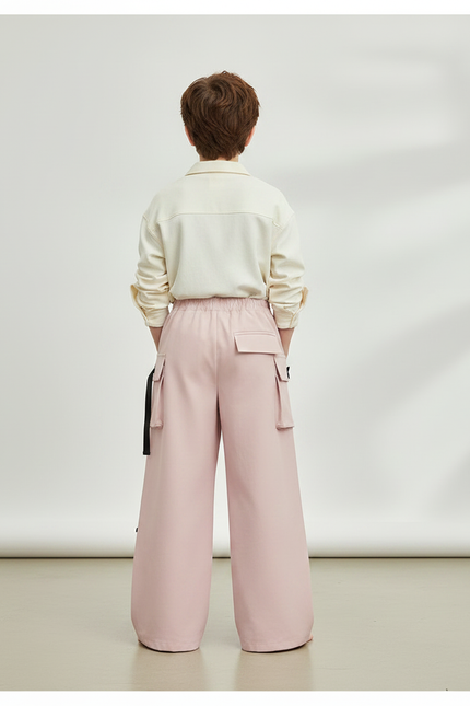 Pantalon Parachute Rose Cargo Ample Enfant Poches - Toile - vue 2