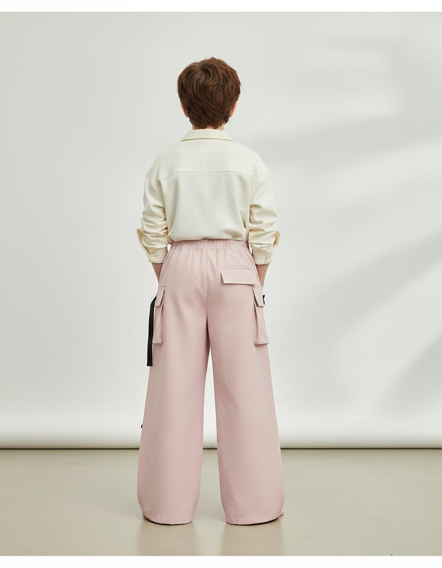 Pantalon Parachute Rose Cargo Ample Enfant Poches - Toile - vue 2