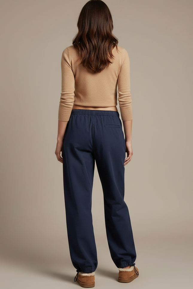 Pantalon Parachute Bleu Marine Ample Cordon Vintage - Polyester - vue 2