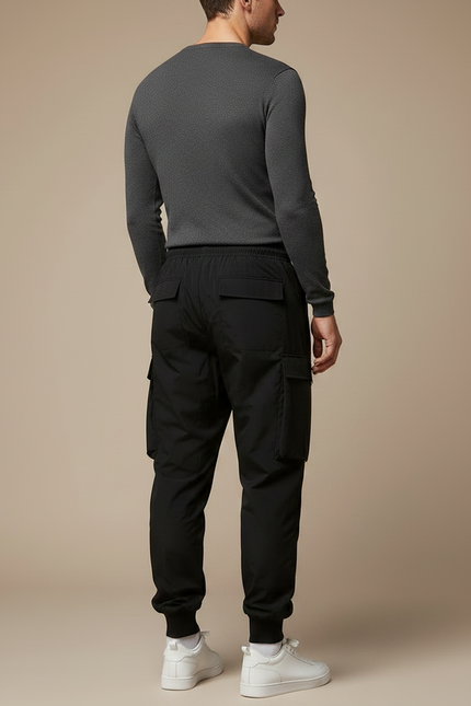 Pantalon Parachute Noir Cargo Ample Graphique Homme - Polyester - vue 2