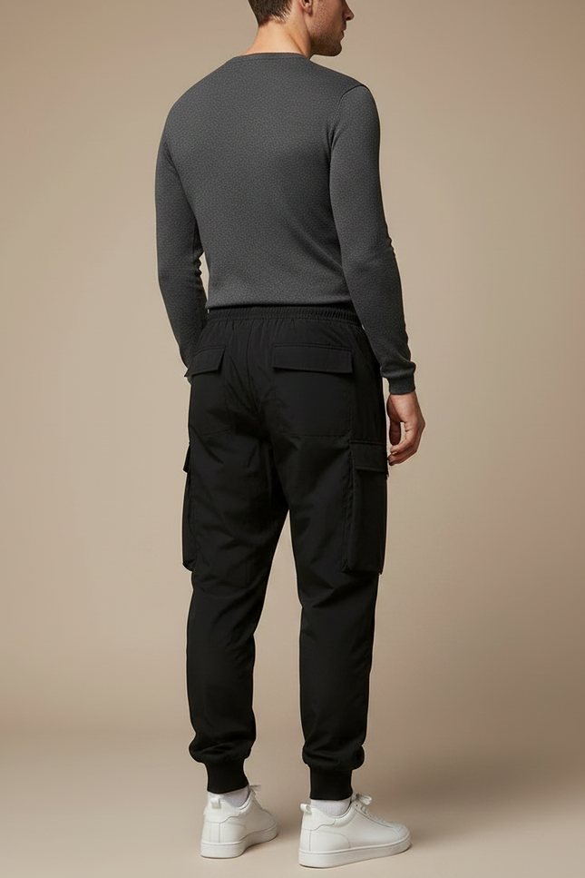 Pantalon Parachute Noir Cargo Ample Graphique Homme - Polyester - vue 2
