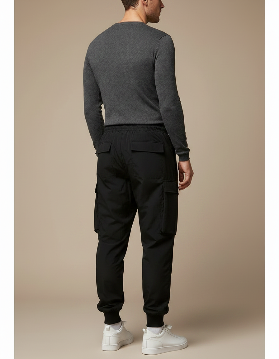 Pantalon Parachute Noir Cargo Ample Graphique Homme - Polyester - vue 2