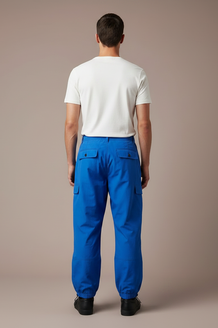 Pantalon Parachute Bleu Électrique Cargo Ample Homme - Polyester - vue 2