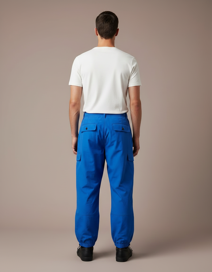 Pantalon Parachute Bleu Électrique Cargo Ample Homme - Polyester - vue 2