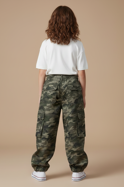 Pantalon Parachute Camouflage Ample Cargo Enfant - Imprimé Toile - vue 2