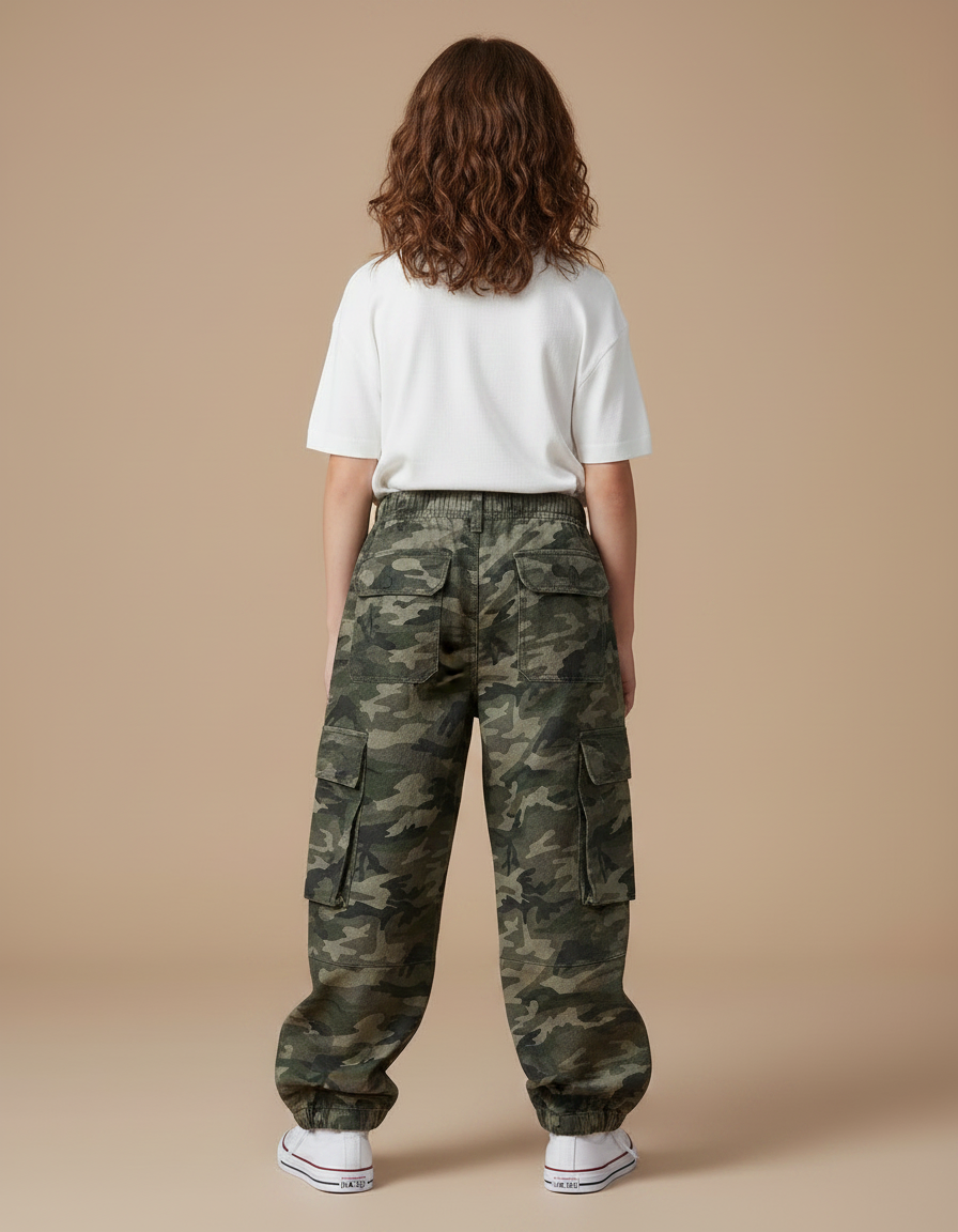 Pantalon Parachute Camouflage Ample Cargo Enfant - Imprimé Toile - vue 2
