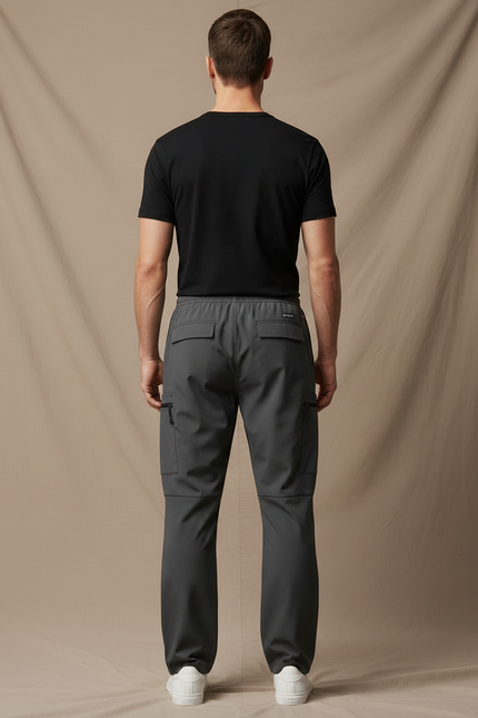 Pantalon Parachute Gris Cargo Ample Unisexe - Polyester - vue 2
