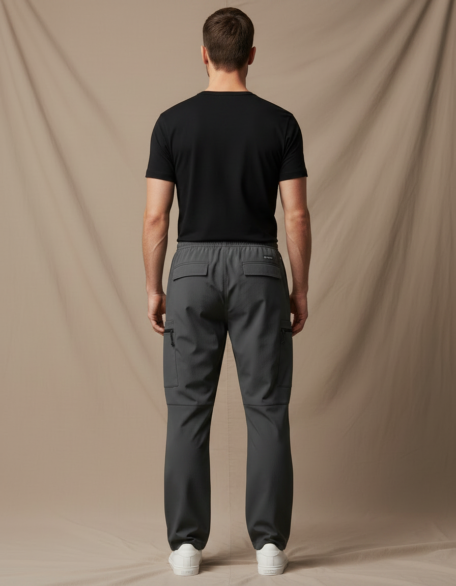 Pantalon Parachute Gris Cargo Ample Unisexe - Polyester - vue 2