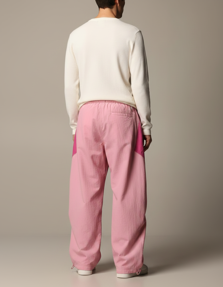 Pantalon Parachute Rose Ample Décontracté Sportif Homme - Polyester - vue 2