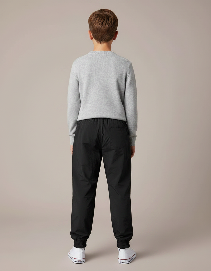 Pantalon Parachute Noir Ample Sport Garçon Imprimé - Polyester - vue 2