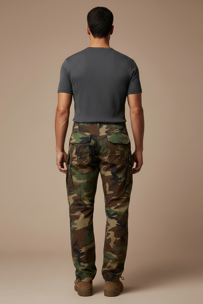 Pantalon Parachute Camouflage Militaire Cargo Ample Homme - Multicolore Toile - vue 2