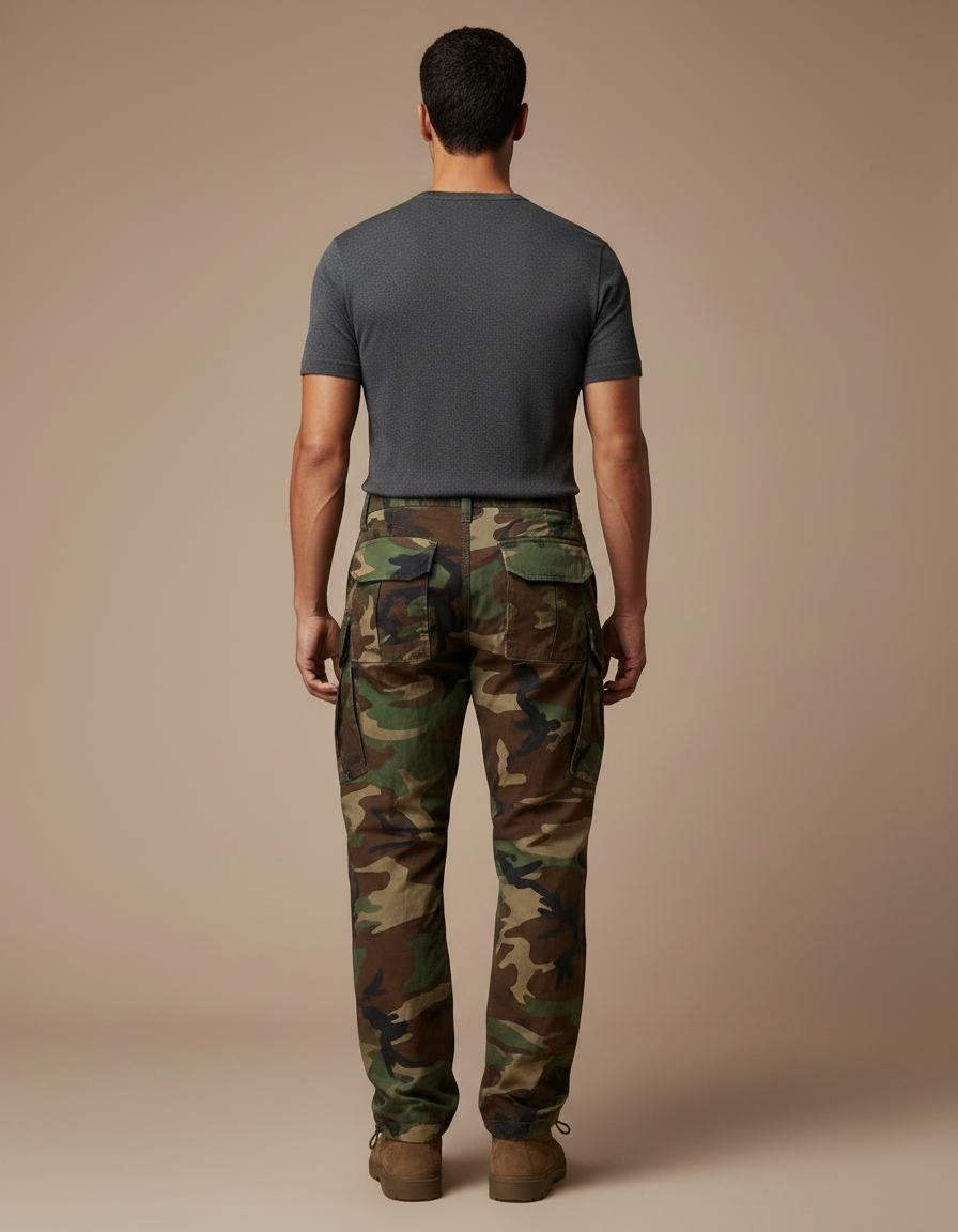 Pantalon Parachute Camouflage Militaire Cargo Ample Homme - Multicolore Toile - vue 2