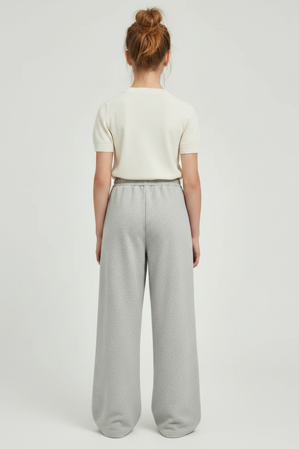 Pantalon Parachute Gris Ample Décontracté Molleton Enfant - vue 2