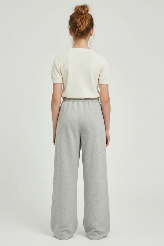 Pantalon Parachute Gris Ample Décontracté Molleton Enfant - vue 2