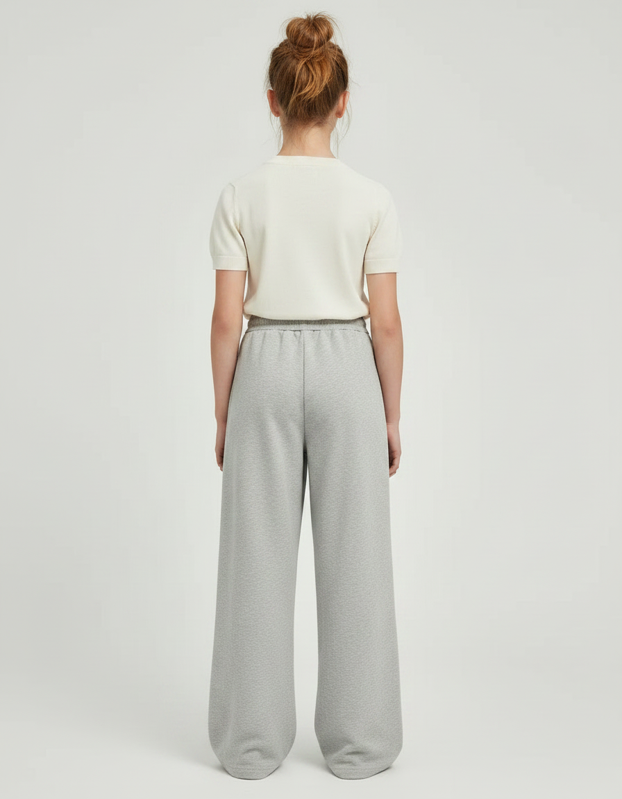 Pantalon Parachute Gris Ample Décontracté Molleton Enfant - vue 2
