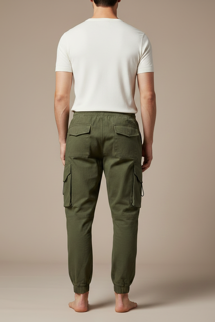 Pantalon Parachute Kaki Coton Cargo Ample Homme - vue 2
