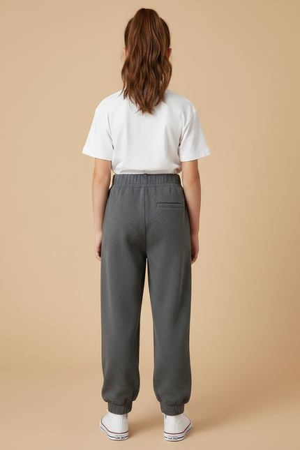 Pantalon Parachute Gris Tricoté Ample Fille Hiver - Molleton - vue 2