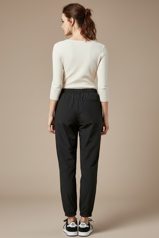 Pantalon Parachute Noir Fluide Décontracté Femme - Polyester - vue 2