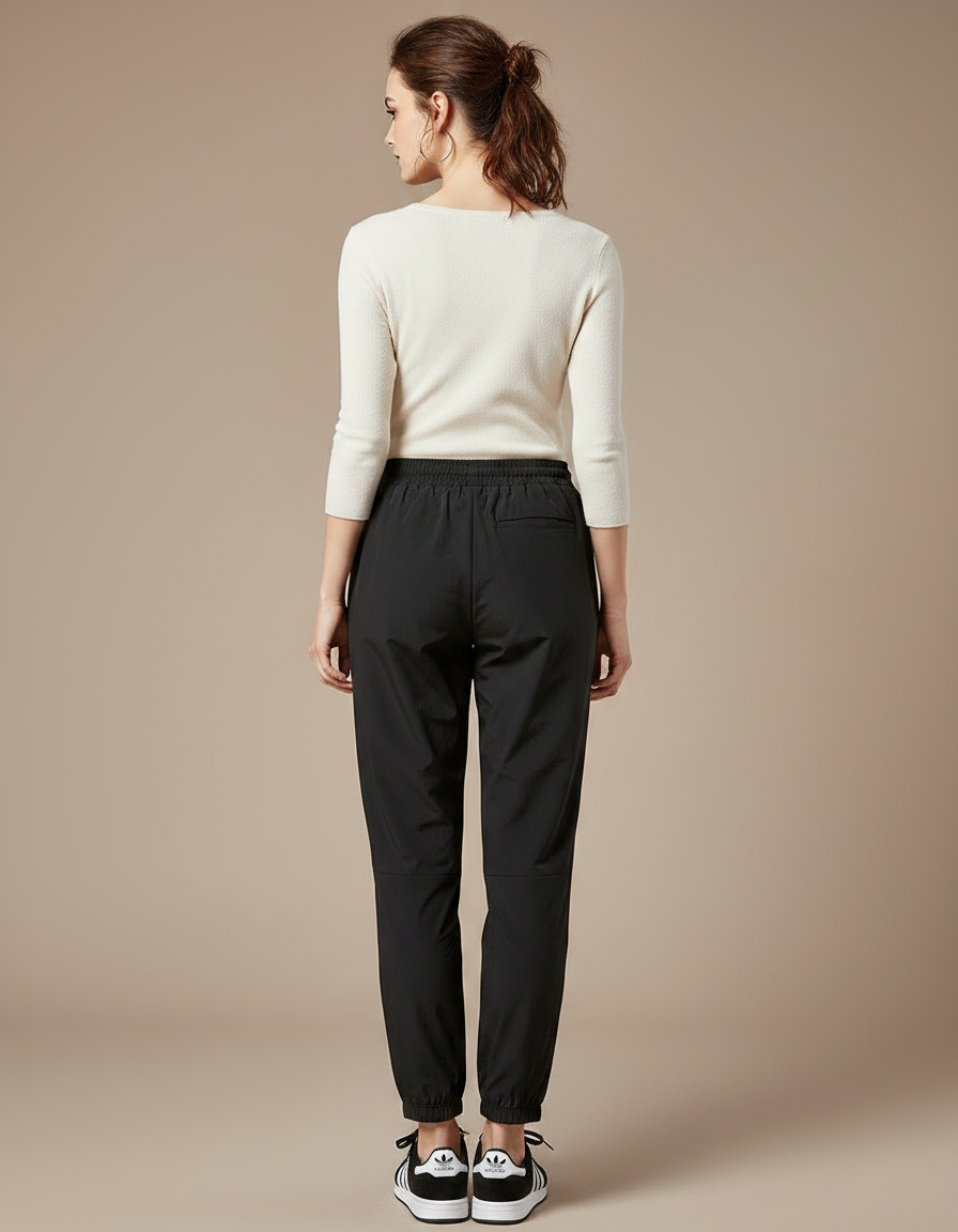 Pantalon Parachute Noir Fluide Décontracté Femme - Polyester - vue 2
