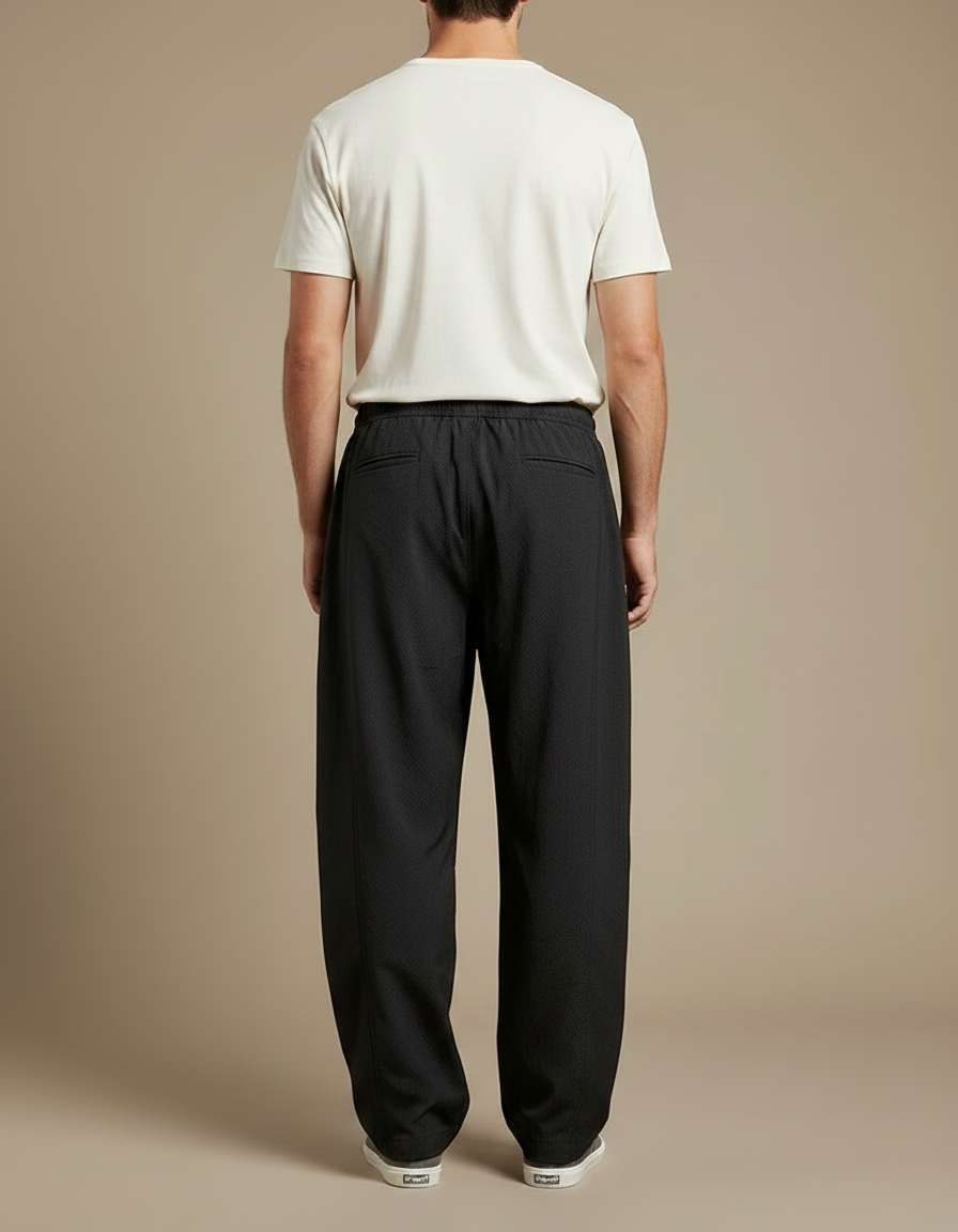 Pantalon Parachute Homme Noir Baggy Nylon - Polyester - vue 2