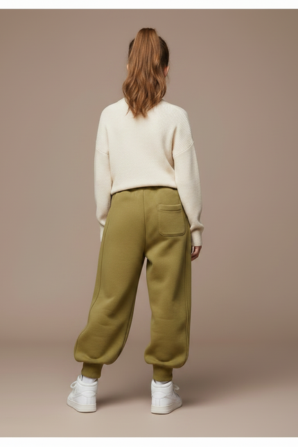 Pantalon Parachute Kaki Ample Molletonné Chaud Fille - vue 2
