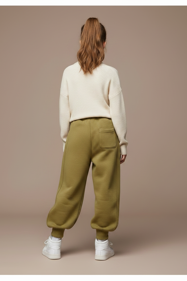 Pantalon Parachute Kaki Ample Molletonné Chaud Fille - vue 2