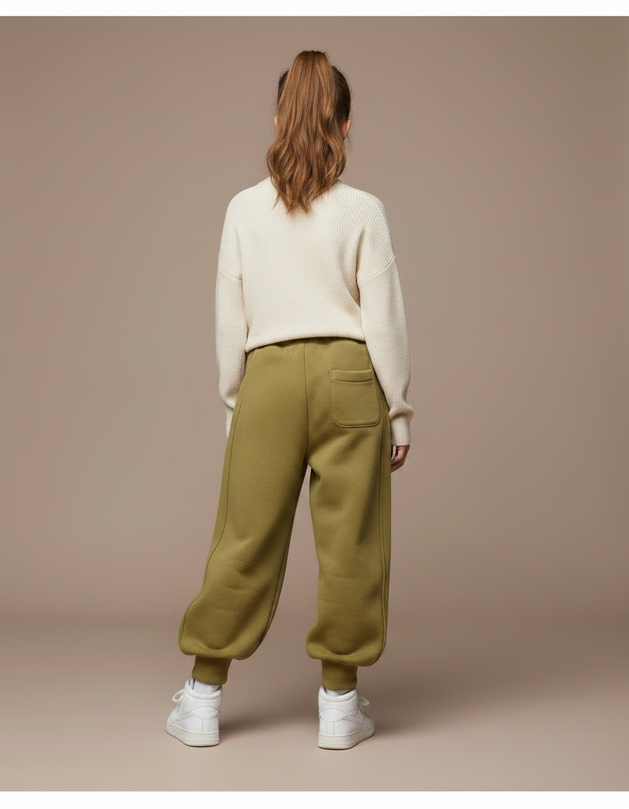 Pantalon Parachute Kaki Ample Molletonné Chaud Fille - vue 2