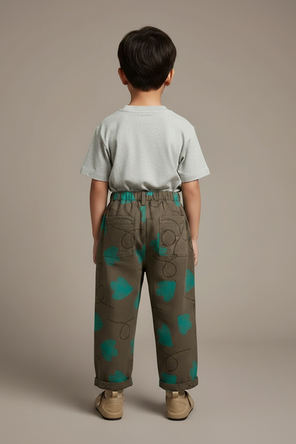 Pantalon Parachute Kaki Imprimé Géométrique Décontracté Enfant - Toile - vue 2