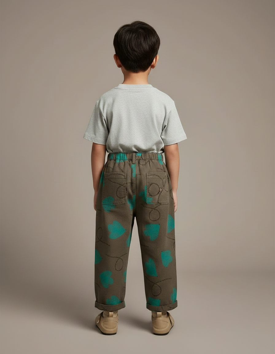 Pantalon Parachute Kaki Imprimé Géométrique Décontracté Enfant - Toile - vue 2