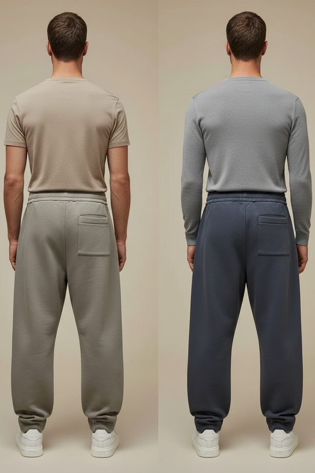 Pantalon Parachute Coton Ample Décontracté Homme Cordon - Kaki Molleton - vue 2