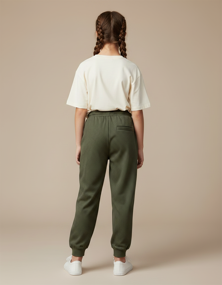 Pantalon Parachute Vert Ample Texturé Sport Enfant - Kaki Maille - vue 2