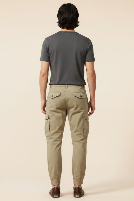 Pantalon Parachute Cargo Ample Coton Homme Beige - Toile - vue 2