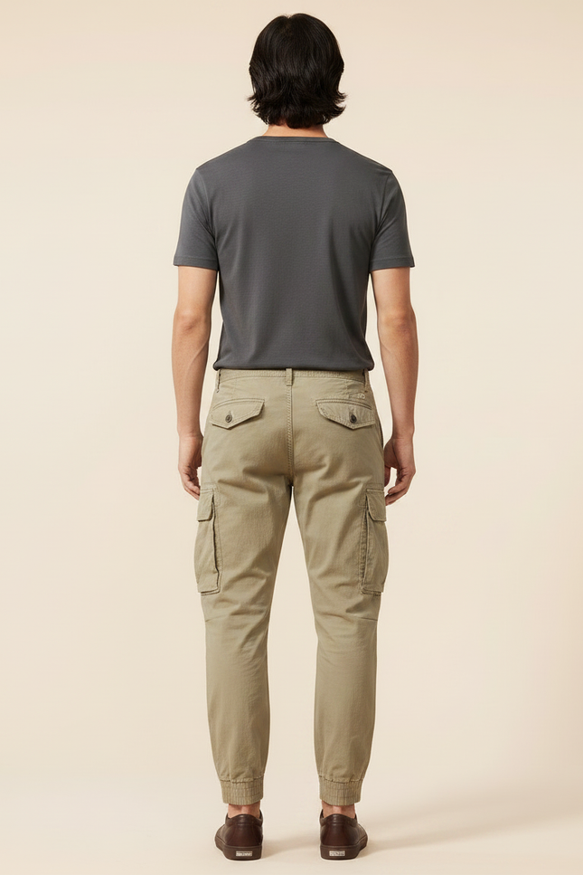 Pantalon Parachute Cargo Ample Coton Homme Beige - Toile - vue 2