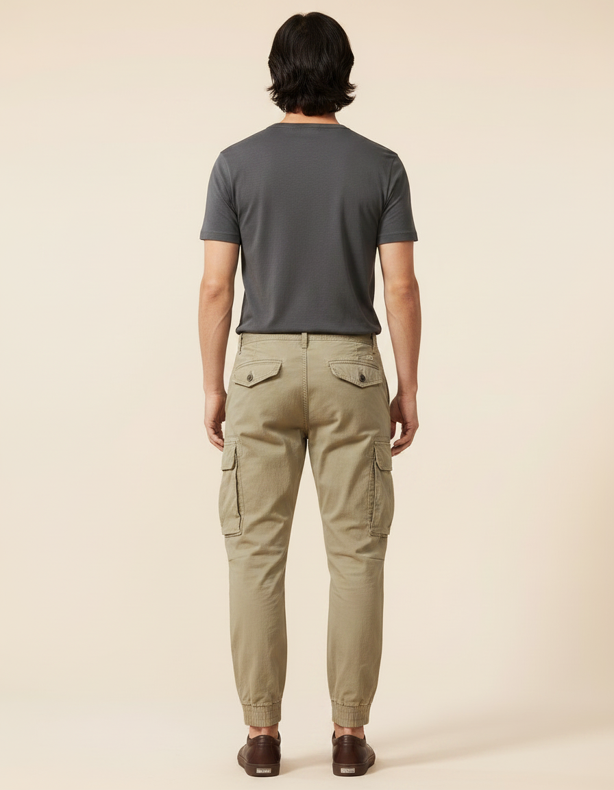 Pantalon Parachute Cargo Ample Coton Homme Beige - Toile - vue 2