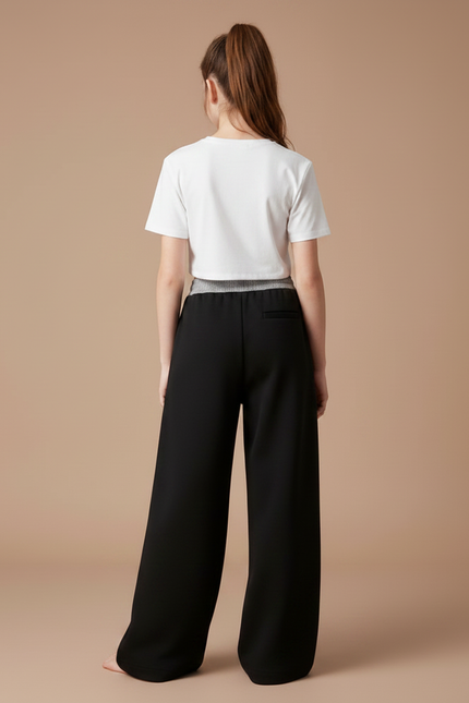 Pantalon Parachute Noir Ample Décontracté Coton Fille - Molleton - vue 2