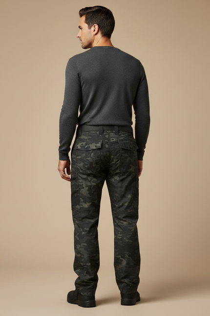 Pantalon Parachute Camouflage Militaire Multi-poches Homme - Imprimé Polyester - vue 2