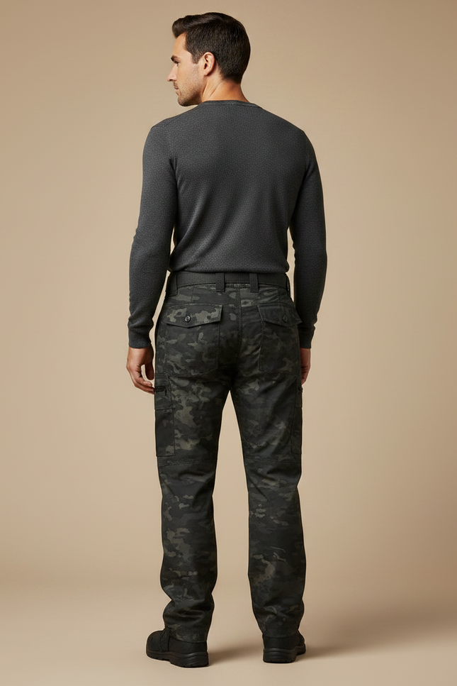 Pantalon Parachute Camouflage Militaire Multi-poches Homme - Imprimé Polyester - vue 2