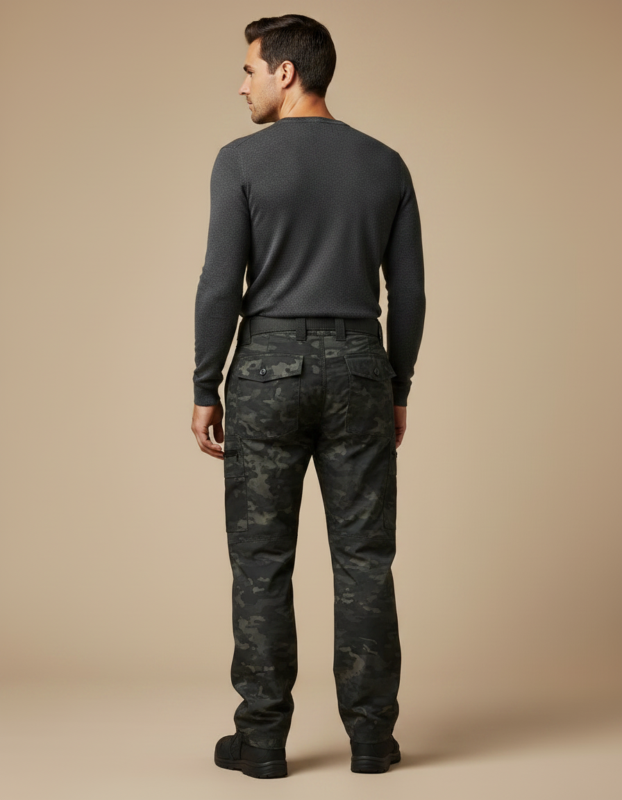Pantalon Parachute Camouflage Militaire Multi-poches Homme - Imprimé Polyester - vue 2